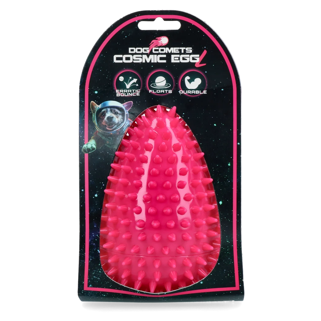 COME087CL.png Aportovací hračka ve tvaru vejce s pískátkem a výstupky, růžová L, Ø 100 x 150 mm – Dog Comets Cosmic Egg - Obrázek 1