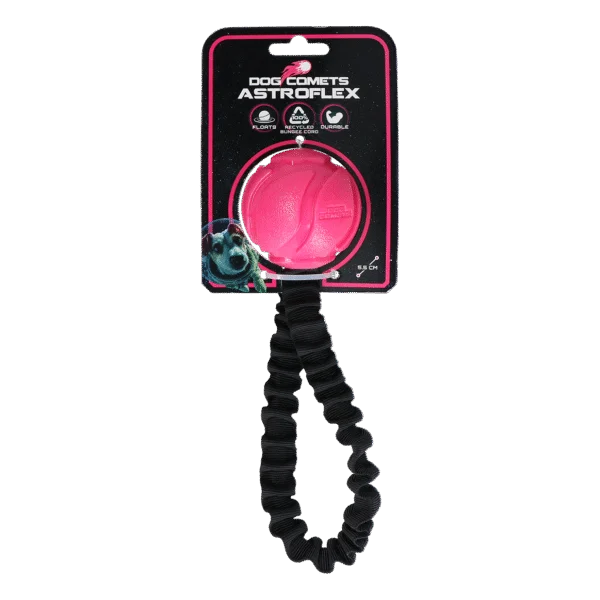 Míček pro psy s elastickým páskem, Ø 65 x 220 mm, růžový – Dog Comets AstroFlex