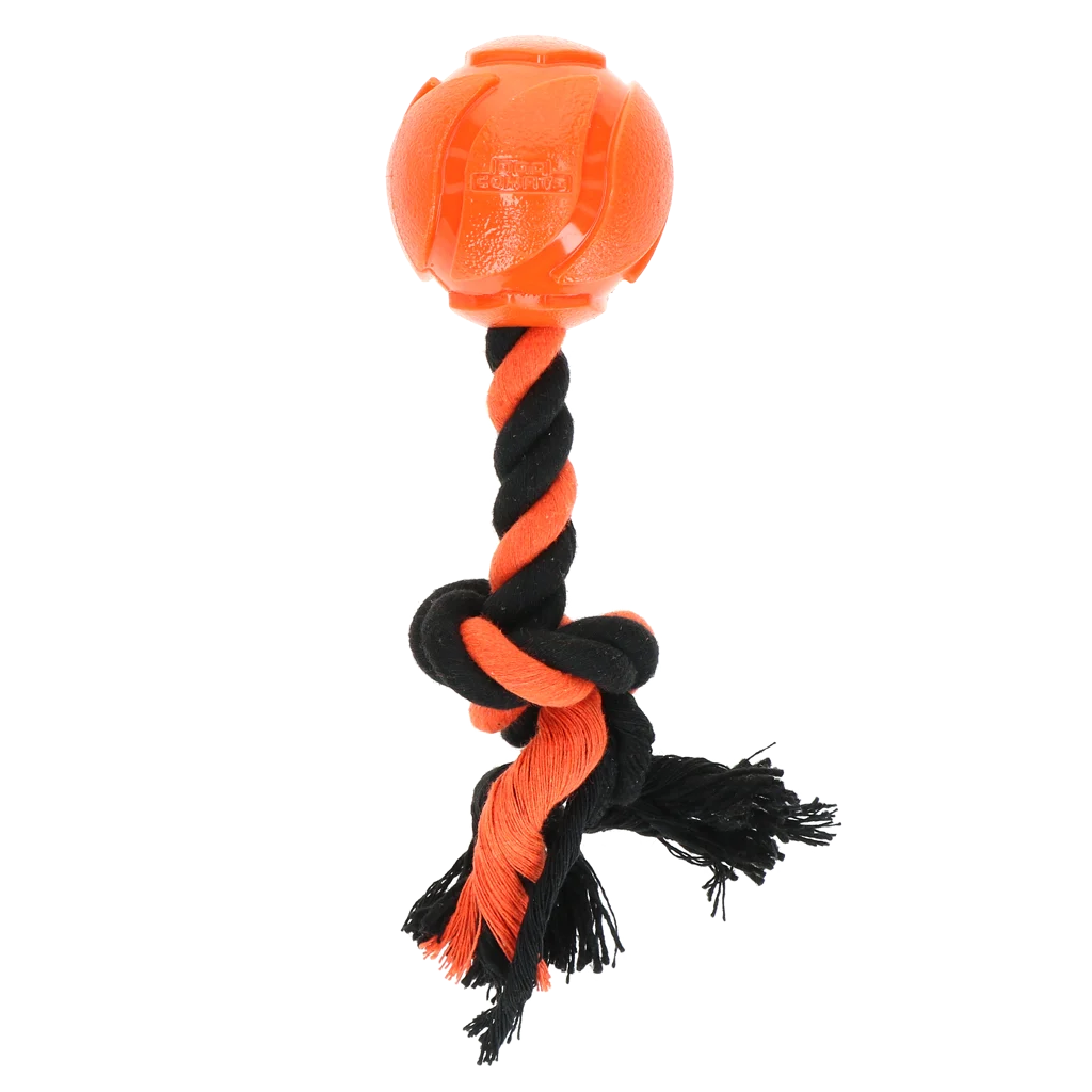 Míček pro psy s přetahovacím provazem, 6 cm, oranžový – Dog Comets AstroTug - Obrázek 2