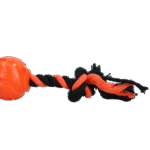 Míček pro psy s přetahovacím provazem, 6 cm, oranžový – Dog Comets AstroTug - Obrázek 3