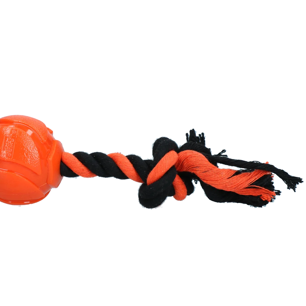 Míček pro psy s přetahovacím provazem, 6 cm, oranžový – Dog Comets AstroTug - Obrázek 3