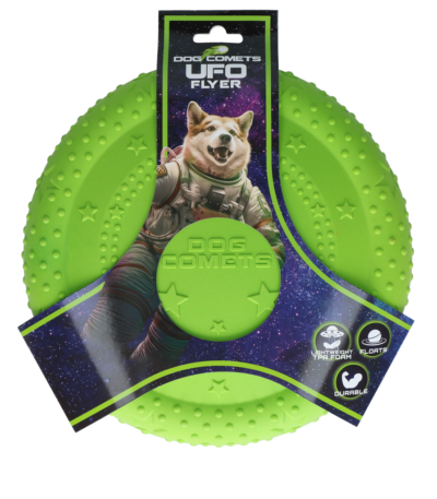 Frisbee pro psy z pěnové gumy TPR, plovoucí, zelené M – Dog Comets UFO Flyer
