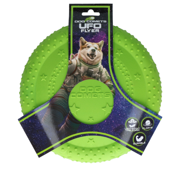 Frisbee pro psy z pěnové gumy TPR, plovoucí, zelené M – Dog Comets UFO Flyer