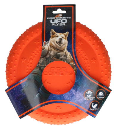 Plovoucí frisbee pro psy z pěnové gumy TPR, oranžové, M – Dog Comets UFO Flyer