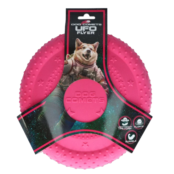 Frisbee pro psy z pěnové gumy, plovoucí, růžové M – Dog Comets UFO Flyer
