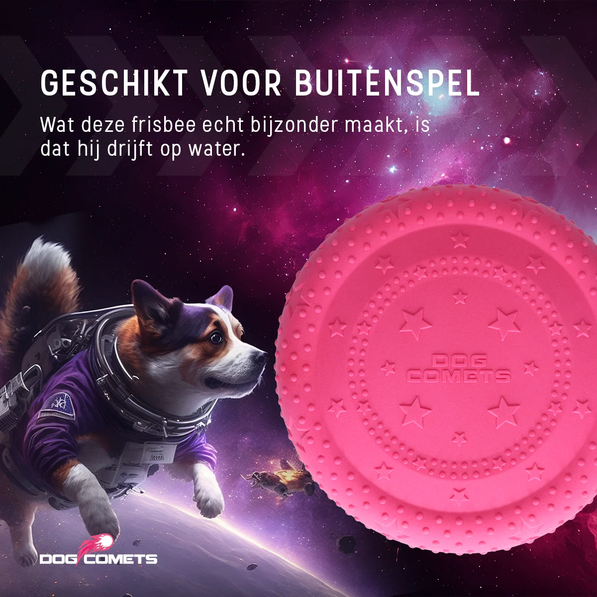 Frisbee pro psy z pěnové gumy, plovoucí, růžové M – Dog Comets UFO Flyer - Obrázek 5