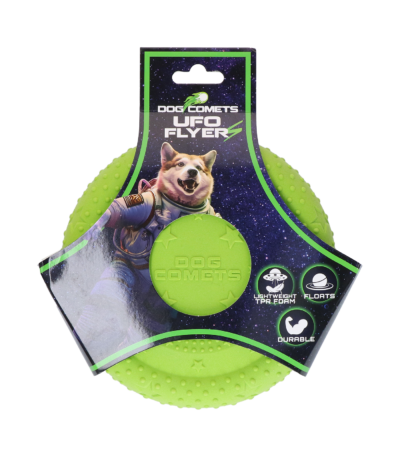 Frisbee pro psy z pěnové gumy TPR, plovoucí, zelené S – Dog Comets UFO Flyer