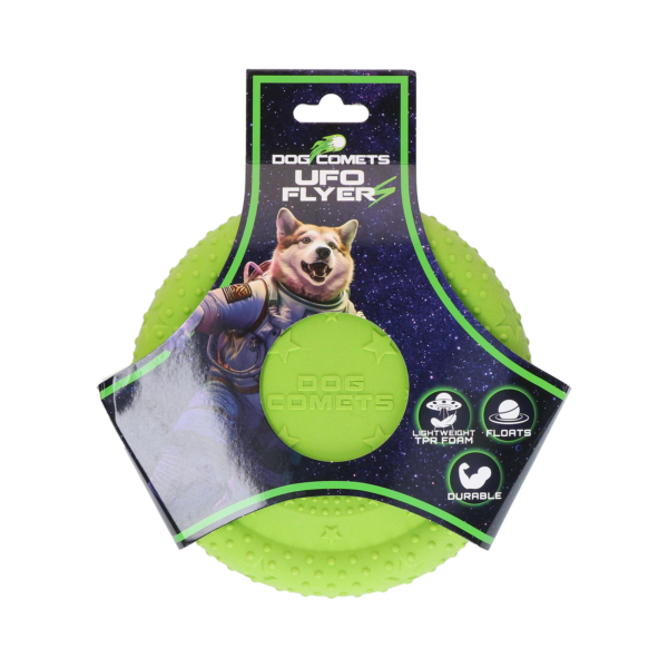 Frisbee pro psy z pěnové gumy TPR, plovoucí, zelené S – Dog Comets UFO Flyer