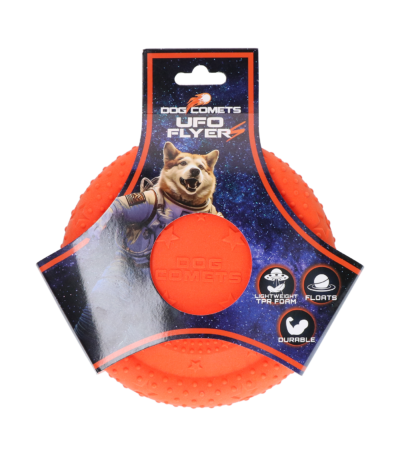 Plovoucí frisbee pro psy z pěnové gumy TPR, oranžové, S – Dog Comets UFO Flyer
