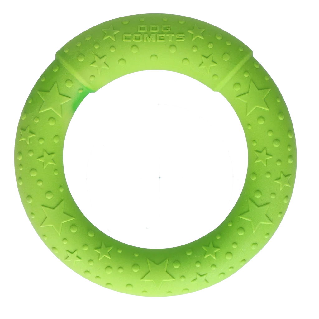 Aportovací kruh pro psy z pěnové gumy, plovoucí, zelený M, Ø 19 cm – Dog Comets UFO Ring - Obrázek 3