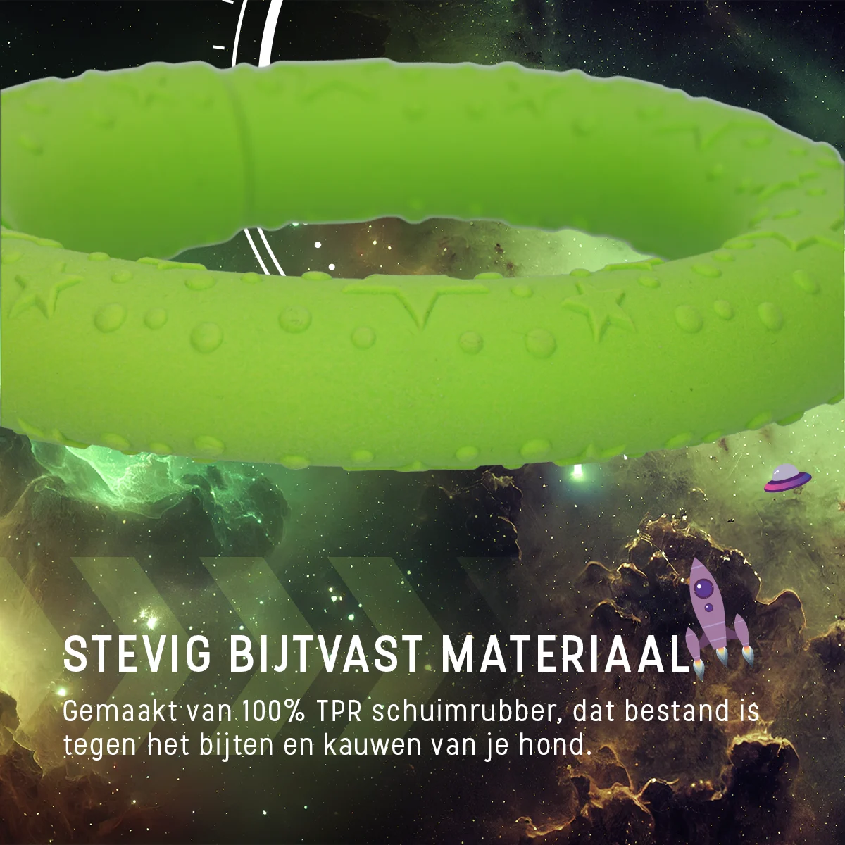 Aportovací kruh pro psy z pěnové gumy, plovoucí, zelený M, Ø 19 cm – Dog Comets UFO Ring - Obrázek 6