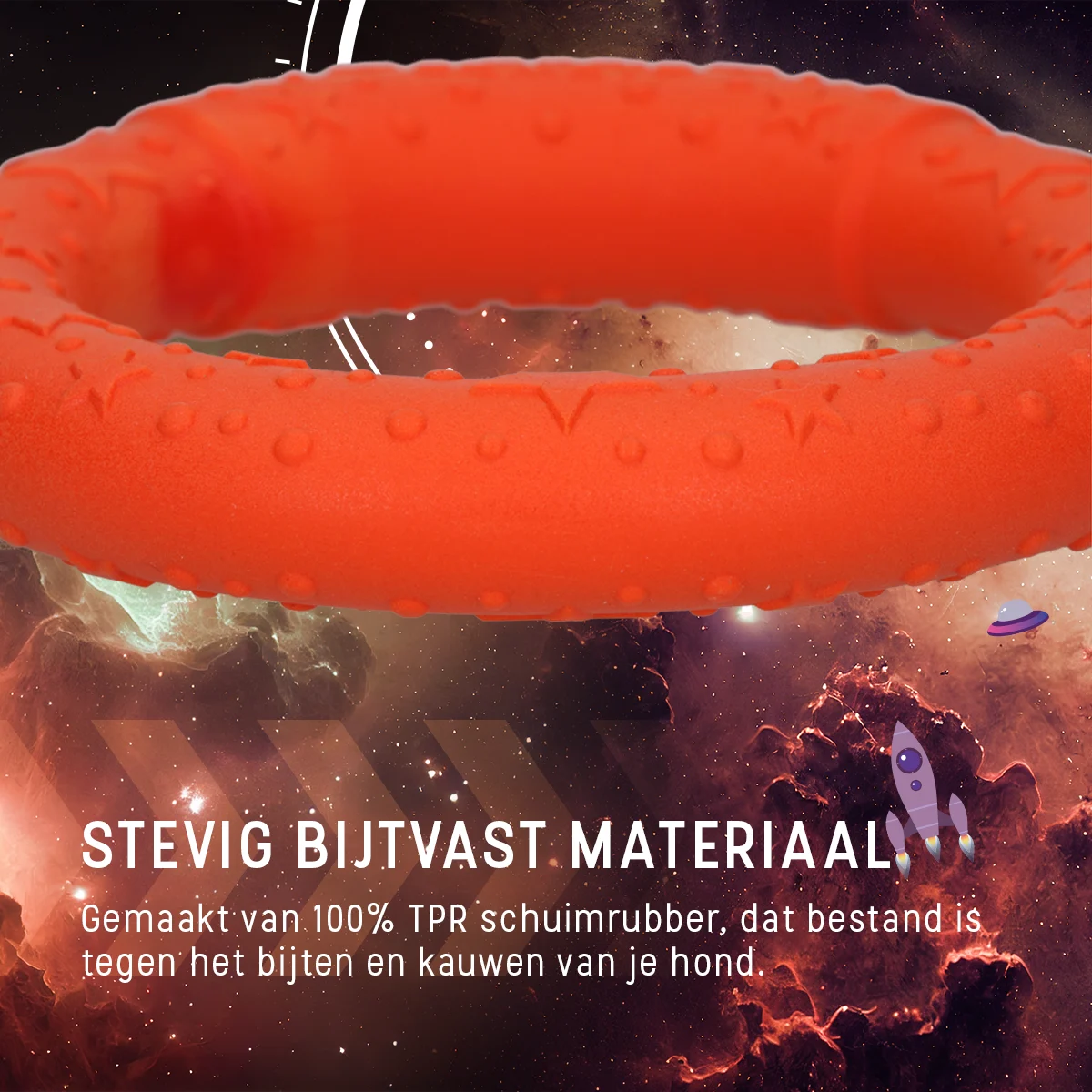 Házecí kroužek pro psy z pěnové gumy, plovoucí, oranžový M, Ø 19 cm – Dog Comets UFO Ring - Obrázek 6
