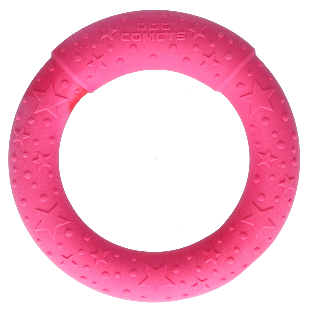 Plovoucí aportovací kruh pro psy z pěnové gumy, růžový M, Ø 19 cm – Dog Comets UFO Ring - Obrázek 3