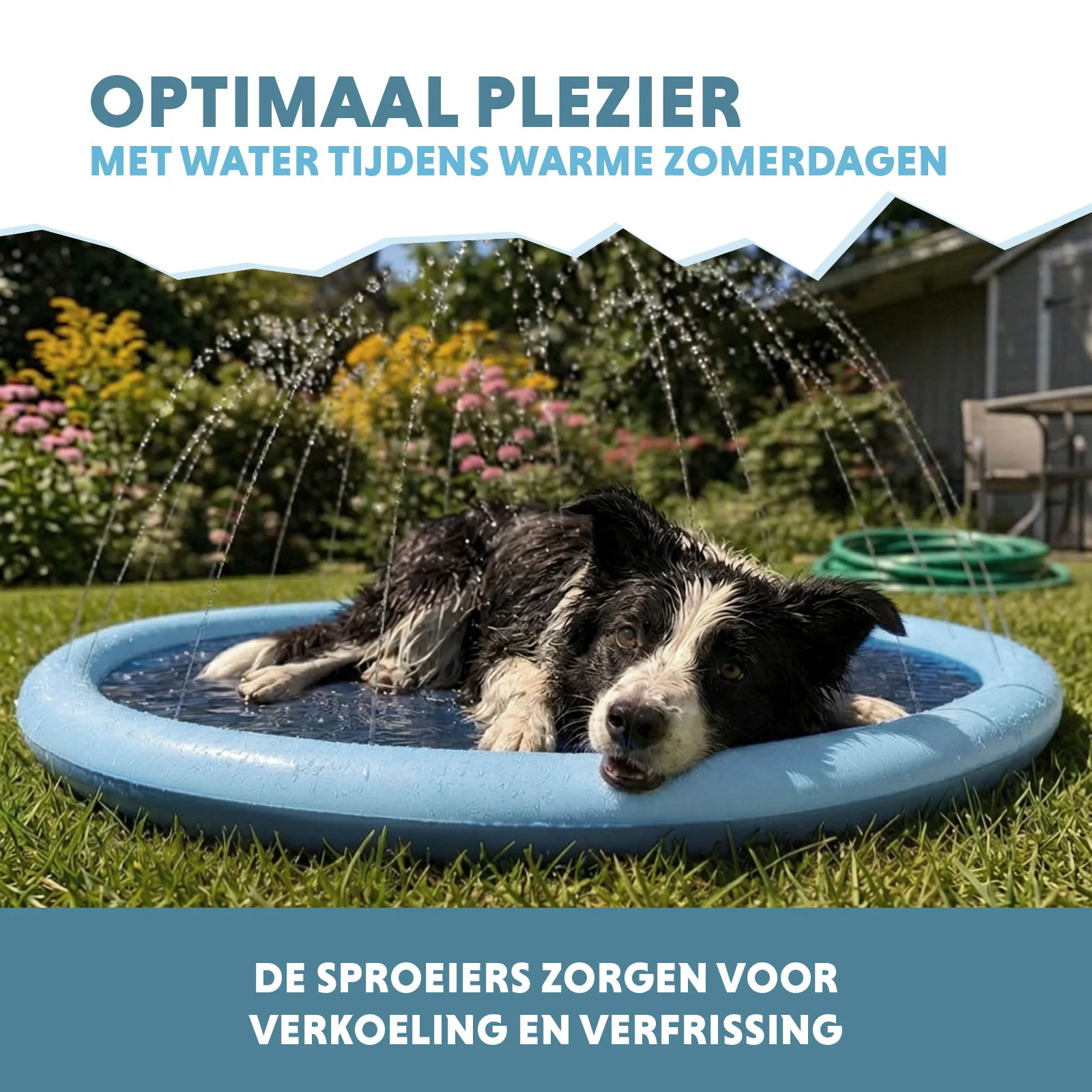 Zavlažovací podložka pro psy s připojením k zahradní hadici, M 150 cm – Coolpets Splash Sprinkler Pad - Obrázek 4