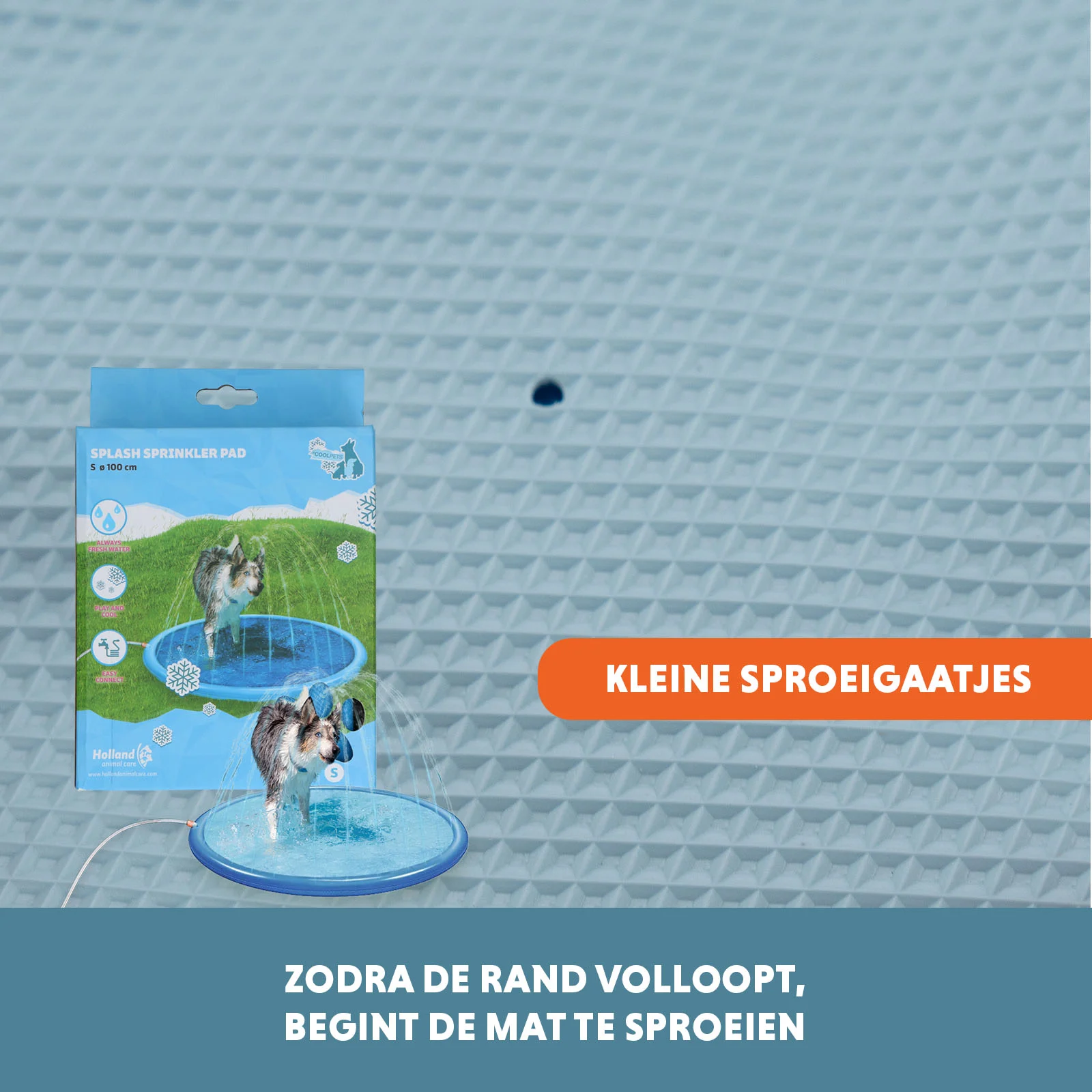Rozstřikovací podložka pro psy s připojením na zahradní hadici, S 100 cm – Coolpets Splash Sprinkler Pad - Obrázek 5