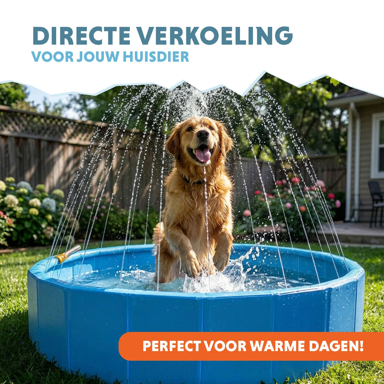 Bazének pro psy s rozprašovači, průměr 120 cm, výška okraje 30 cm – Coolpets Splash Sprinkler Pool - Obrázek 2