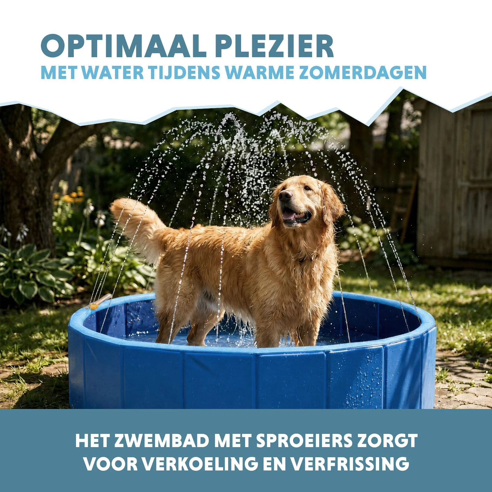 Bazének pro psy s rozprašovači, průměr 120 cm, výška okraje 30 cm – Coolpets Splash Sprinkler Pool - Obrázek 4