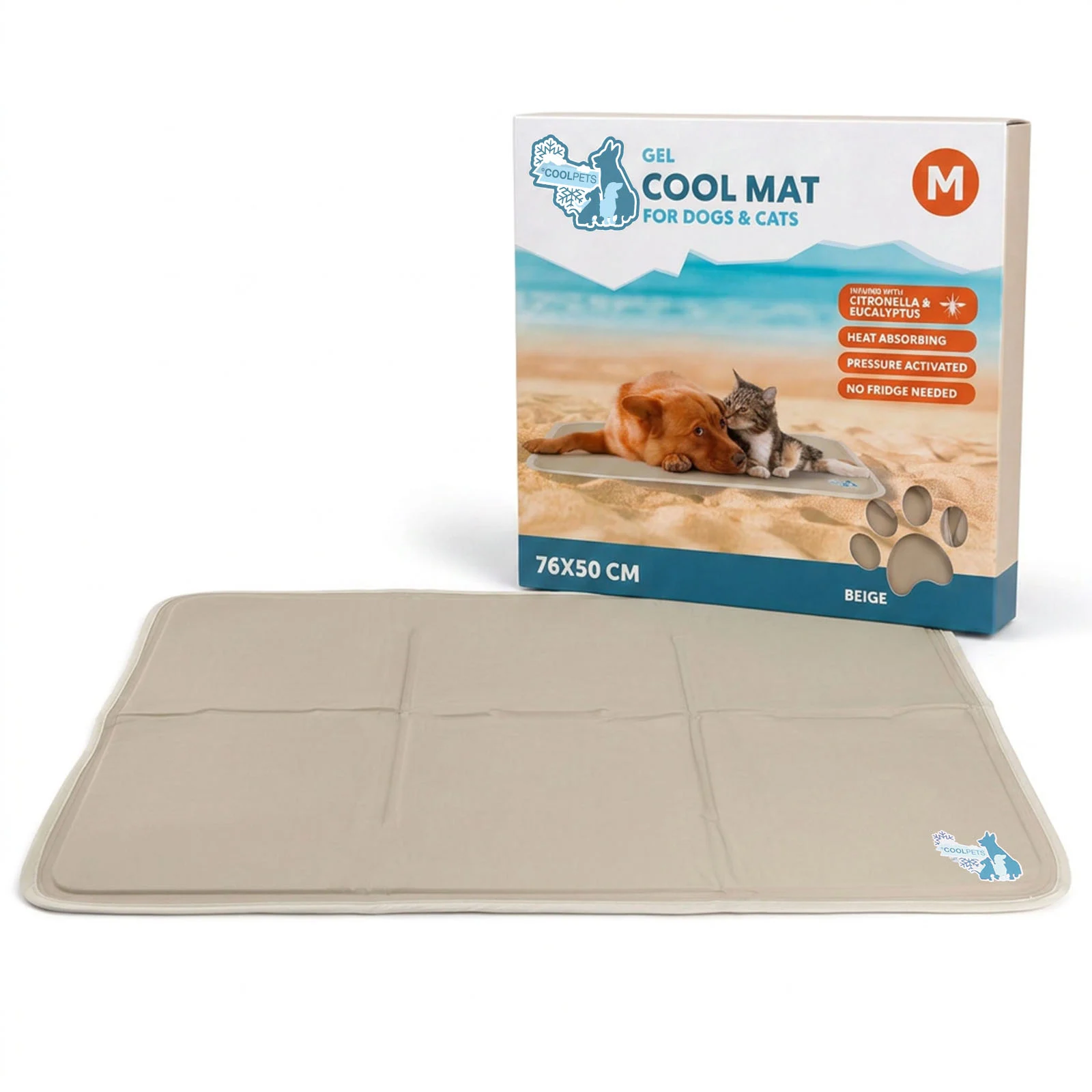 Chladicí podložka pro psy s pevným gelem, béžová, M, 76 x 50 cm – Coolpets Gel Cooling Mat - Obrázek 1