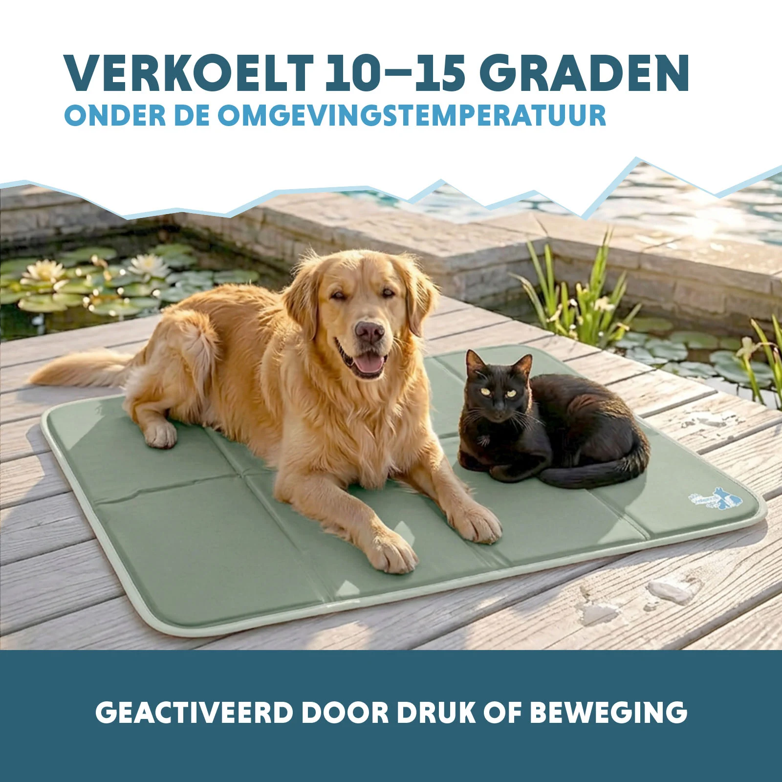 Chladicí podložka pro psy s pevným gelem, olivově zelená, XL 120 x 70 cm – Coolpets Gel Cooling Mat - Obrázek 4