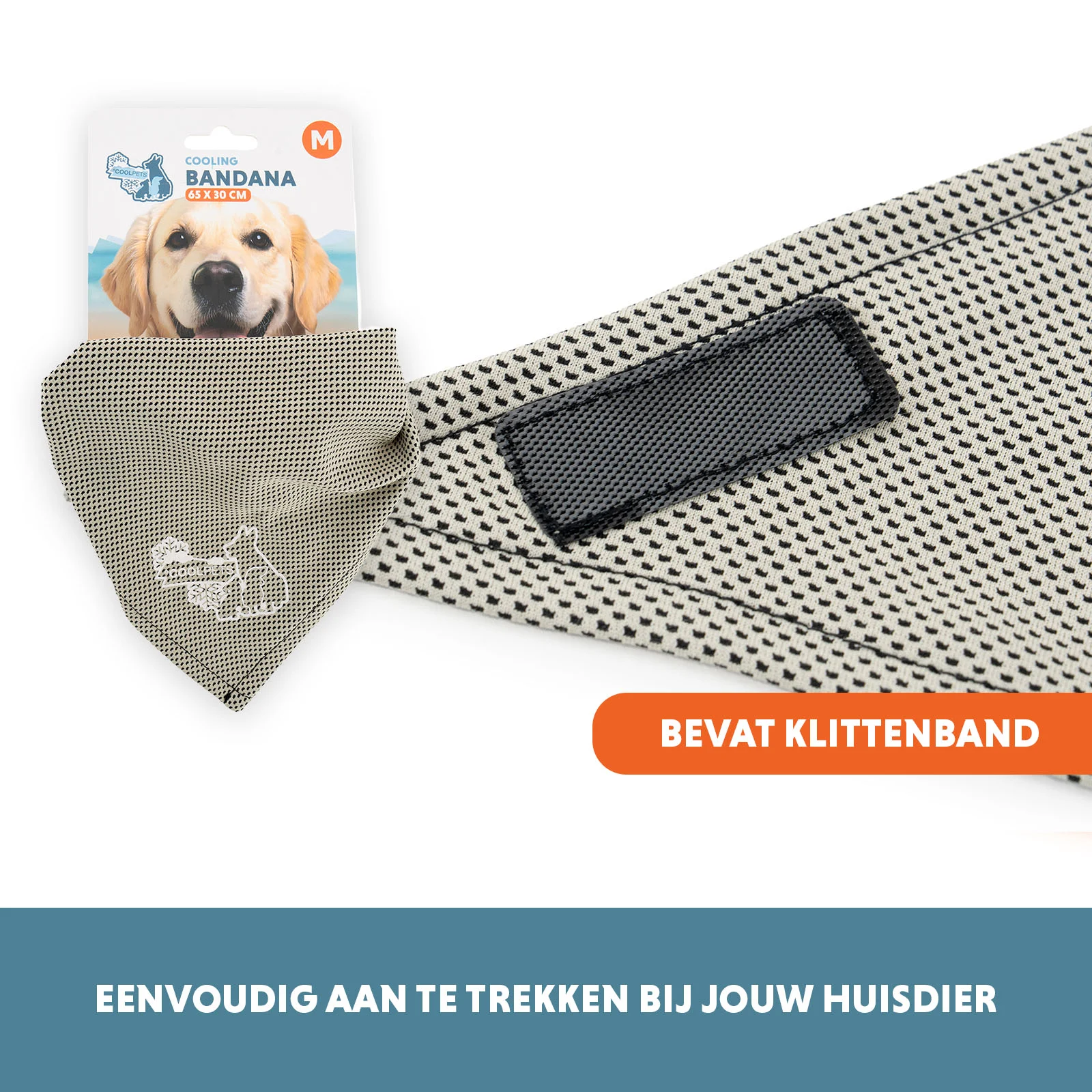 Chladicí šátek pro psy, béžový, M, 65 x 30 cm – Coolpets Cooling Bandana - Obrázek 5