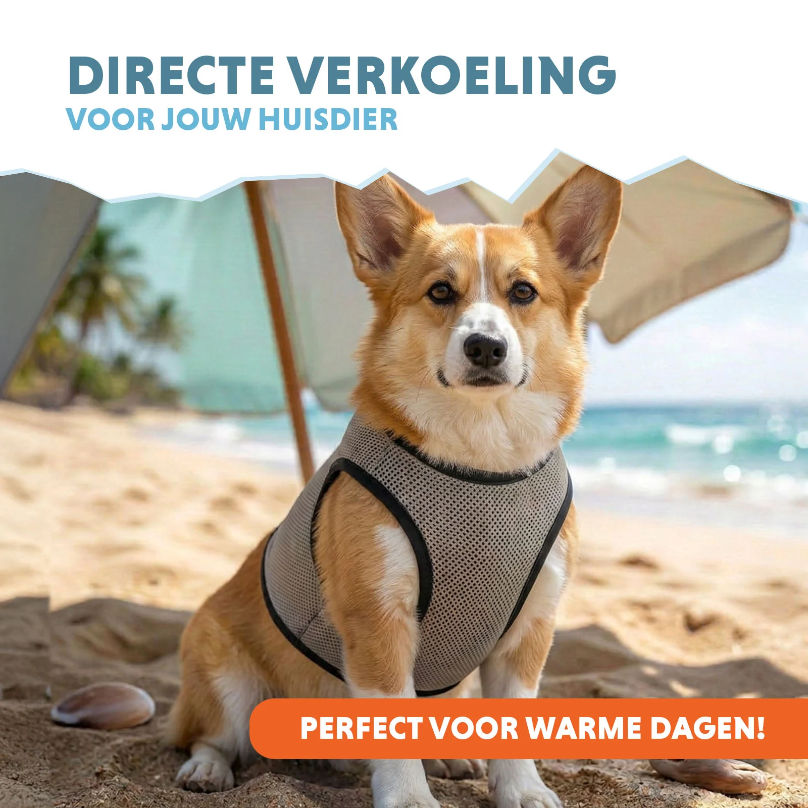 Chladicí vesta pro psy, vodou aktivovaná, M, délka zad 30 cm – Coolpets Cooling Vest - Obrázek 2