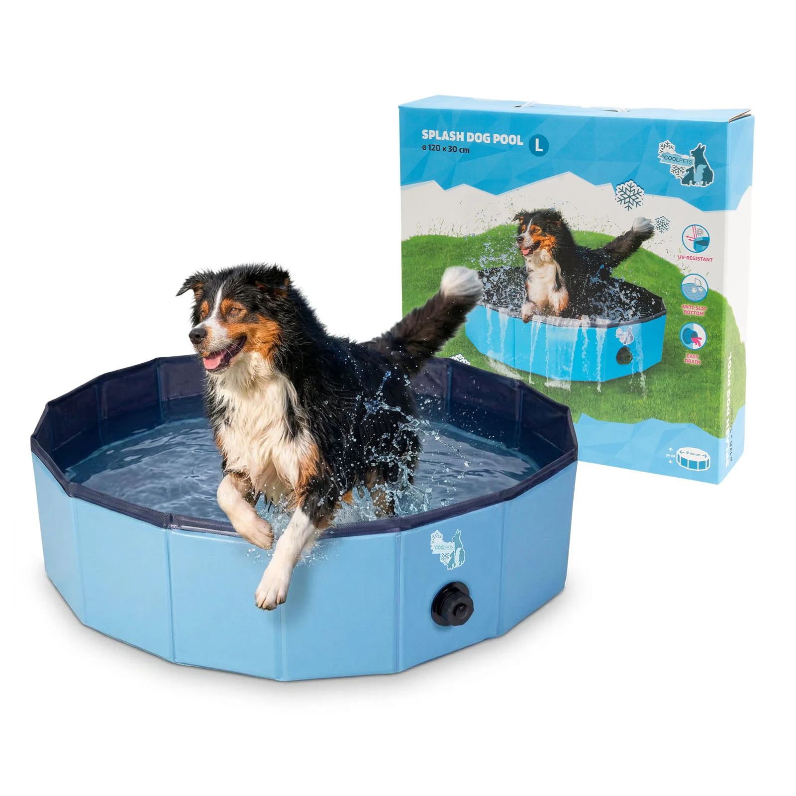 Skládací bazének pro psy s protiskluzovým dnem, ø 120 x 30 cm – Coolpets Splash Dog Pool - Obrázek 1