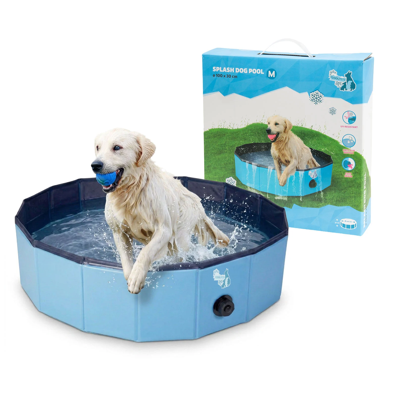 Skládací bazének pro psy s protiskluzovým dnem, ø 100 x 30 cm – Coolpets Splash Dog Pool - Obrázek 1