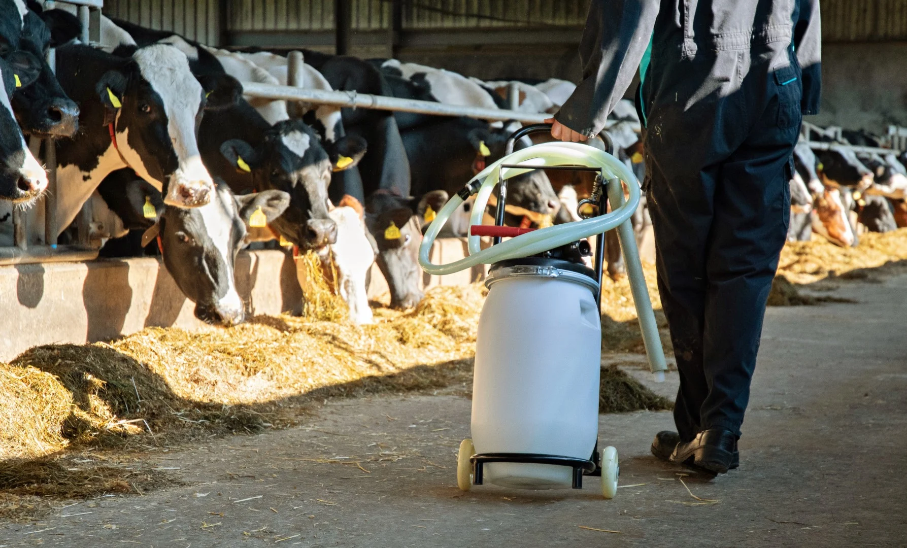 Vozík pro drenčovací pumpu s držáky na nádobu a hadici, skládací, 100 cm – Excellent Cow Drencher - Obrázek 2