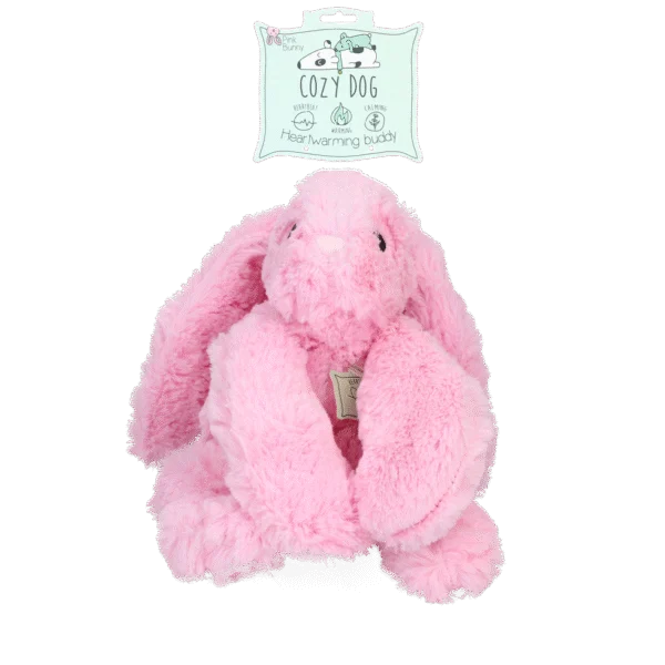 Plyšová hračka pro psy Králík s tlukotem srdce a zahřívacím sáčkem, růžový, 30 x 20 cm – Cozy Dog Bunny