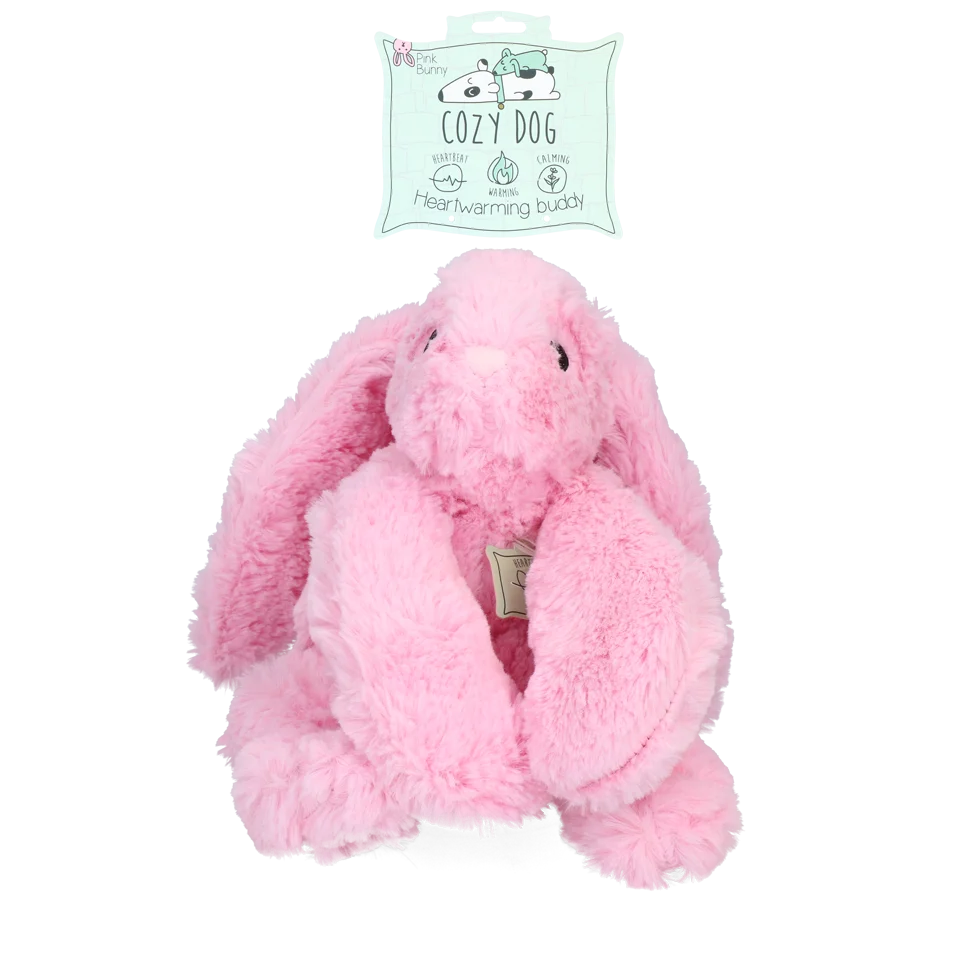 Plyšová hračka pro psy Králík s tlukotem srdce a zahřívacím sáčkem, růžový, 30 x 20 cm – Cozy Dog Bunny - Obrázek 1
