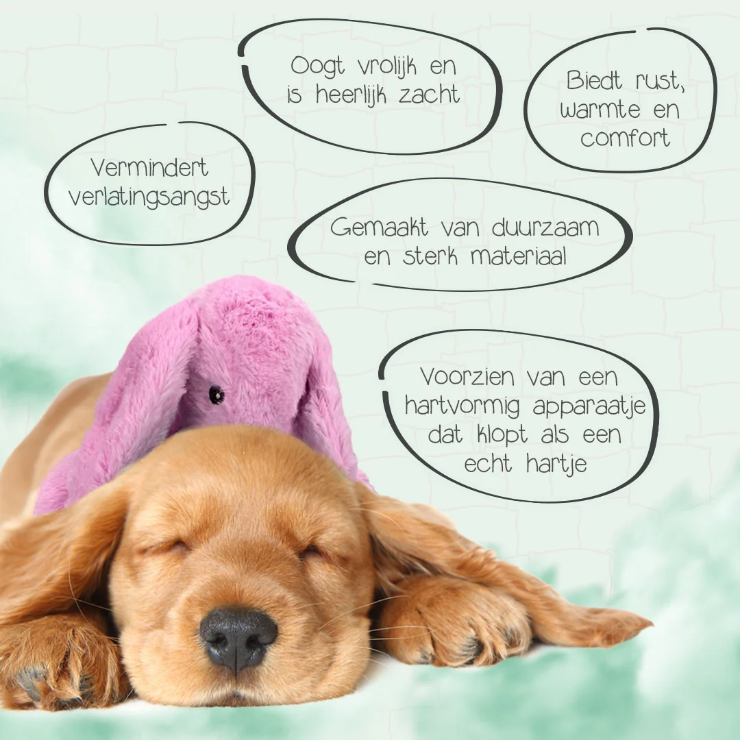 Plyšová hračka pro psy Králík s tlukotem srdce a zahřívacím sáčkem, růžový, 30 x 20 cm – Cozy Dog Bunny - Obrázek 3