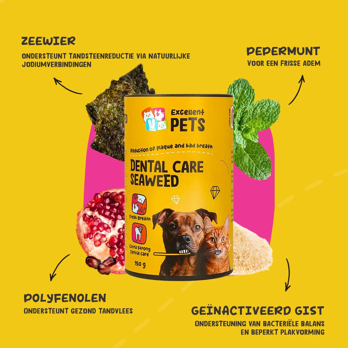Doplněk stravy na podporu péče o chrup pro psy a kočky, 150 g – Excellent Pets Dental Care Seaweed - Obrázek 5