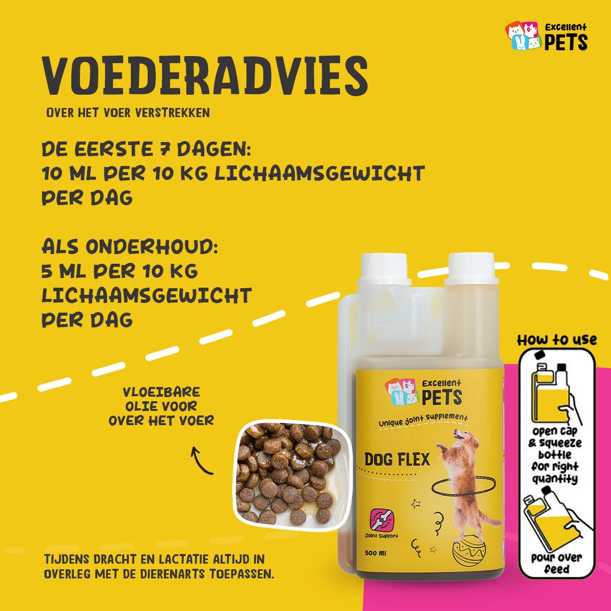 Tekutý doplněk stravy pro klouby psů, 500 ml – Excellent Pets Dog Flex - Obrázek 2