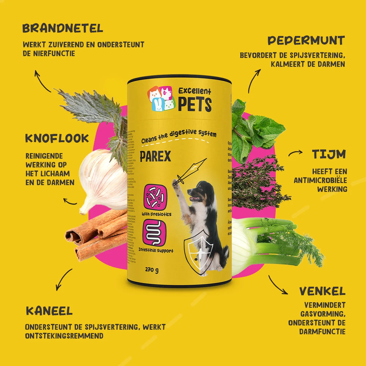 Doplněk stravy pro psy s prebiotiky ve formě granulí, 270 g – Excellent Pets Dog Parex - Obrázek 5