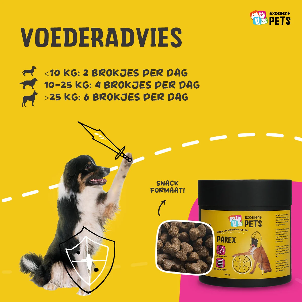 Doplněk stravy pro psy s prebiotiky ve formě granulí, 630 g – Excellent Pets Dog Parex - Obrázek 2
