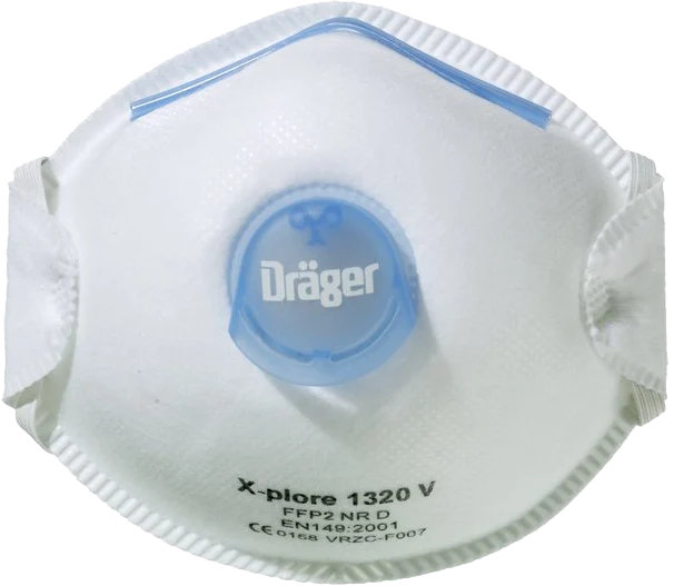 DRAG3951214.png Prachová polomaska FFP2 s výdechovým ventilem, 10 kusů – Dräger X-plore 1320 FFP2 V - Obrázek 1