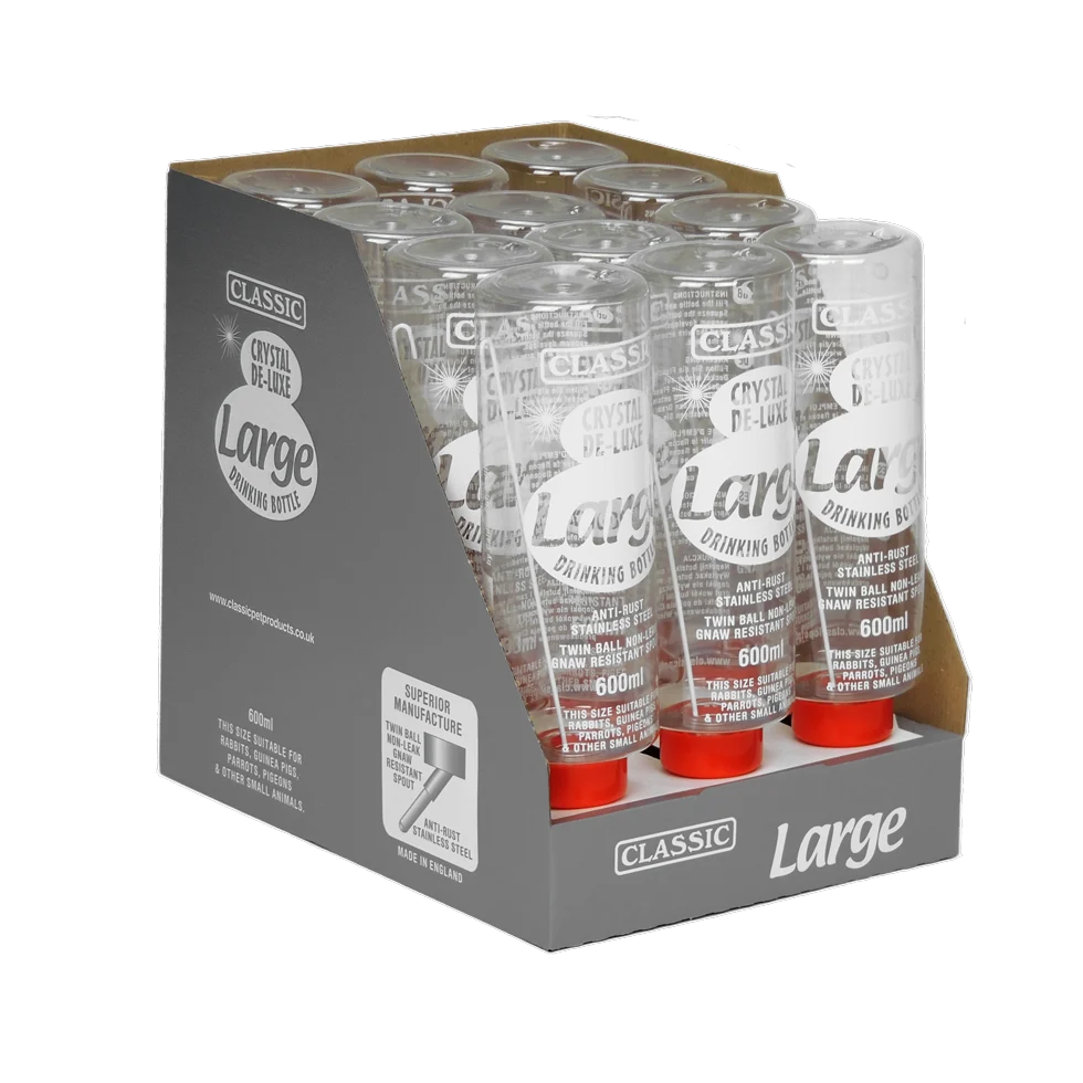 Plastová napájecí láhev pro hlodavce, 600 ml – Classic Crystal Deluxe - Obrázek 3