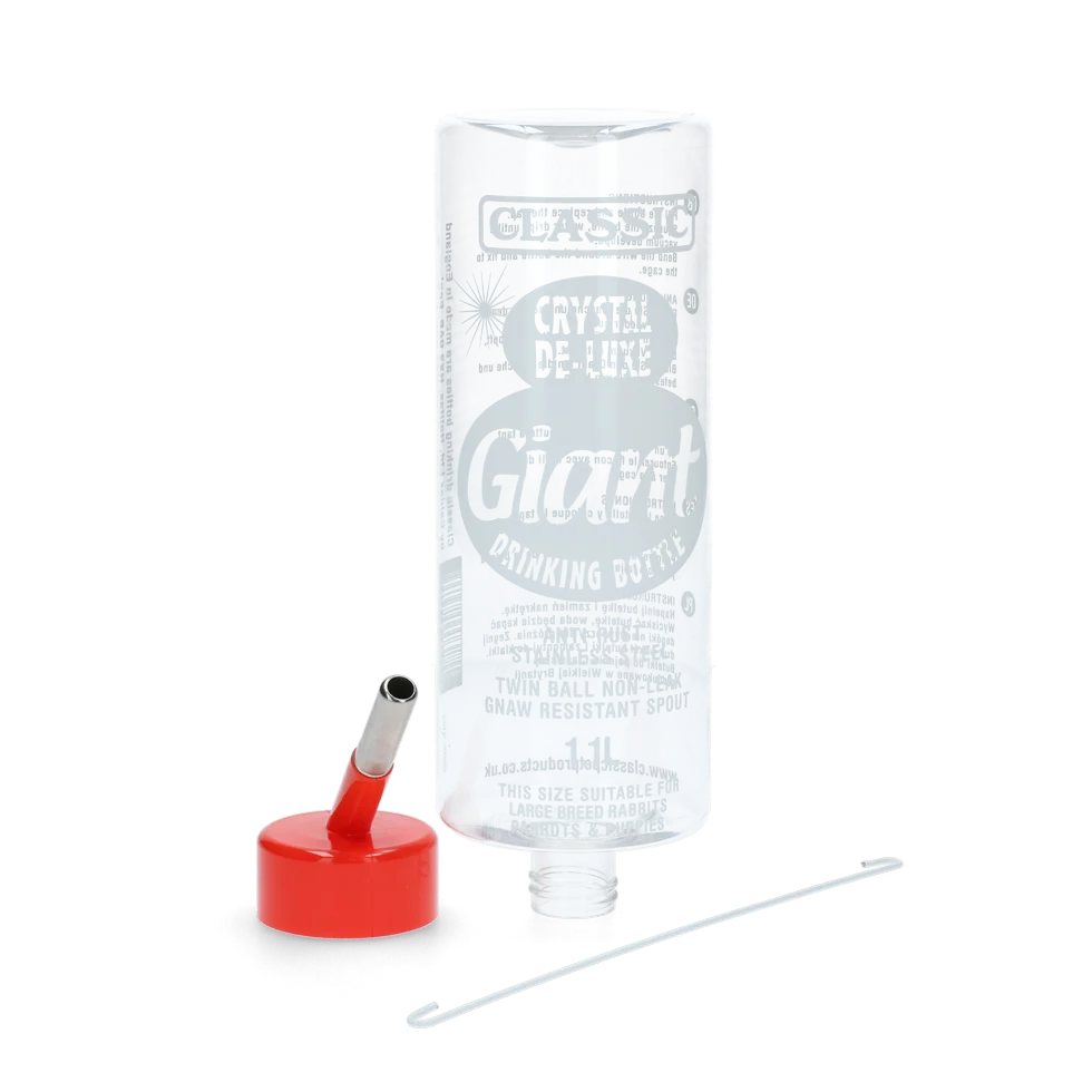 Plastová napájecí láhev pro hlodavce, 1100 ml – Classic Crystal Deluxe - Obrázek 1