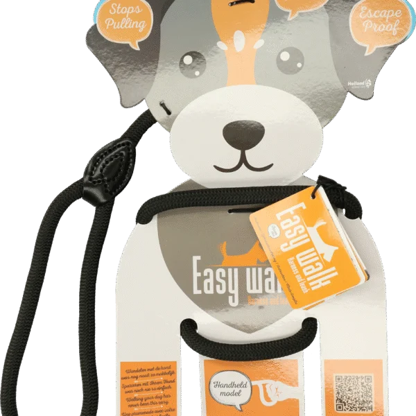 Psí postroj s vodítkem z lana, černý – ruční model Easy Walk