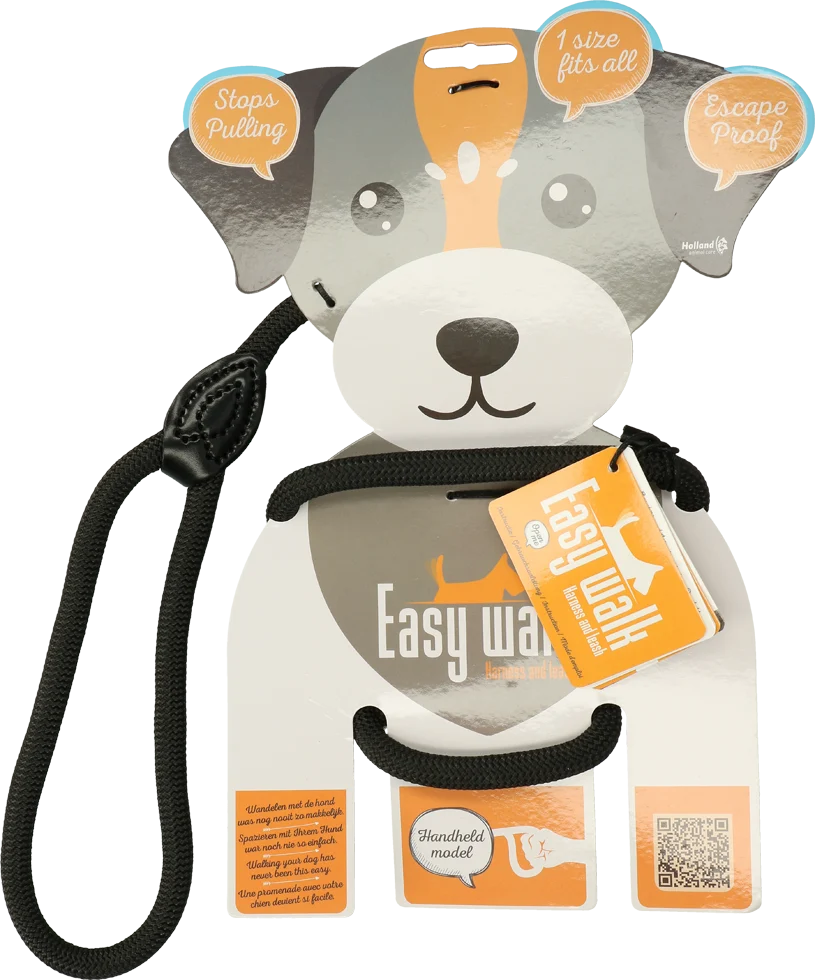 Psí postroj s vodítkem z lana, černý – ruční model Easy Walk - Obrázek 1