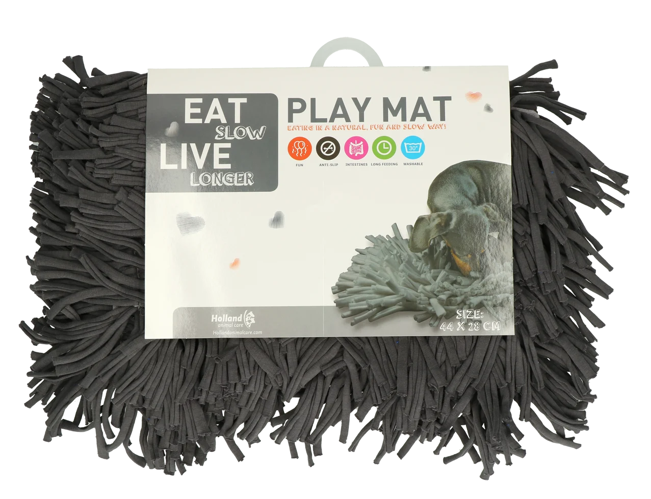 Čichací podložka pro psy s látkovými proužky, šedá, 44 x 28 cm – Eat Slow Live Longer Play Mat - Obrázek 3
