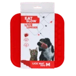 Lízací podložka pro psy se 2 vzory a přísavkami, 21 x 21 cm, červená – Eat Slow Live Longer Lick Mat Duo M