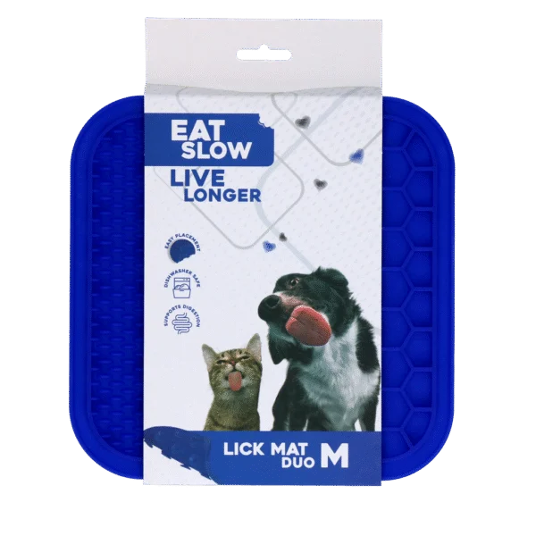 Lízací podložka pro psy s výstupky a buněčnou strukturou, 21 x 21 cm, modrá – Eat Slow Live Longer Lick Mat Duo M