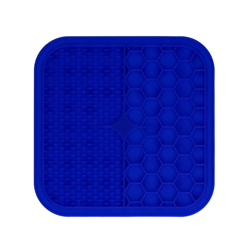 Lízací podložka pro psy s výstupky a buněčnou strukturou, 21 x 21 cm, modrá – Eat Slow Live Longer Lick Mat Duo M - Obrázek 2