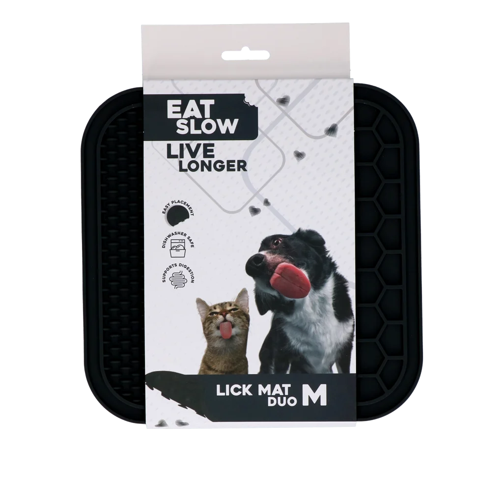 Lízací podložka pro psy s výstupky a voštinovým vzorem, 21 x 21 cm, šedá – Eat Slow Live Longer Lick Mat Duo M - Obrázek 1