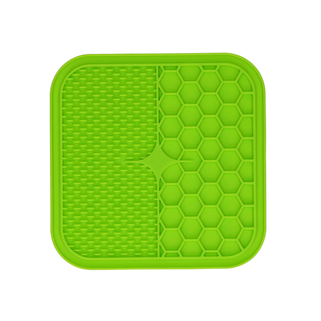 Lízací podložka pro psy s výstupky a pláství, 21 x 21 cm, zelená – Eat Slow Live Longer Lick Mat Duo M - Obrázek 2