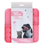 Lízací podložka pro psy se 4 vzory a přísavkami, 21 x 21 cm, růžová – Eat Slow Live Longer Lick Mat Dimensions Rectangle