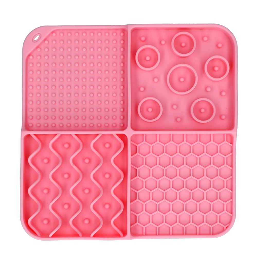 Lízací podložka pro psy se 4 vzory a přísavkami, 21 x 21 cm, růžová – Eat Slow Live Longer Lick Mat Dimensions Rectangle - Obrázek 2