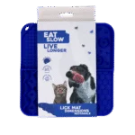 Podložka na lízání pro psy se 4 vzory a přísavkami, 21 x 21 cm, modrá – Eat Slow Live Longer Lick Mat Dimensions Rectangle