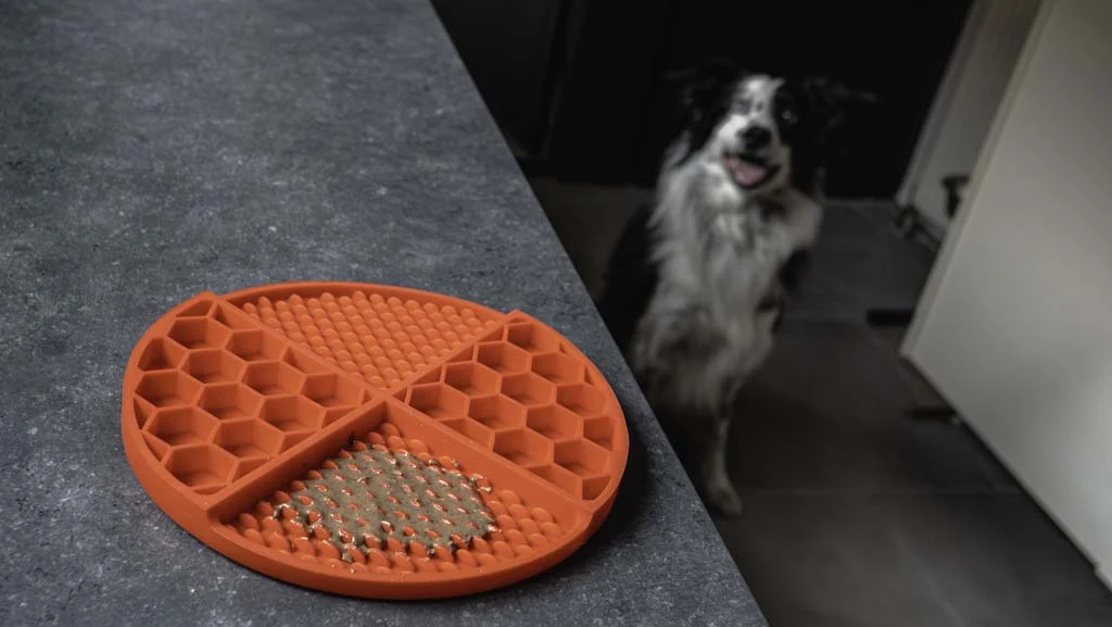 Kulatá lízací podložka s hlubokými prohlubněmi, červená, ø 21 cm – Eat Slow Live Longer Lick Mat Dimensions Circle - Obrázek 6